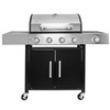Grill ogrodowy gazowy Mega-M 4+1 ze stolikiem bocznym z pokrywą ze stali nierdzewnej reduktor + wąż gazowy