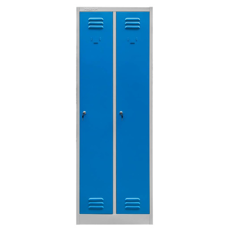 Szafka BHP ubraniowa Mega-M pracownicza 2-drzwiowa S-60 cm szara/niebieski front