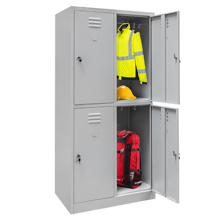 Szafka ubraniowa skrytkowa BHP Mega-M J-80/4 4 drzwiowa szara S-80 cm G-50 cm H-180 cm skręcana N