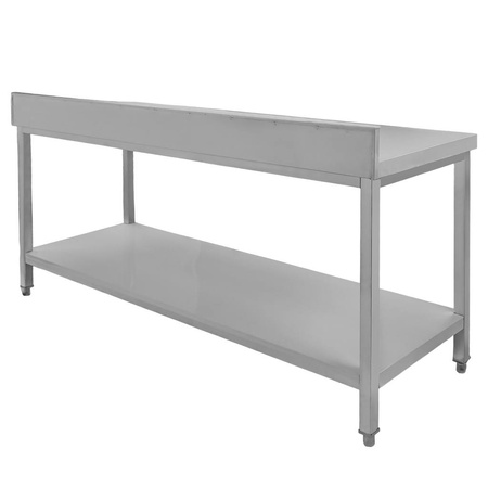 Stół gastronomiczny ze stali nierdzewnej przyścienny z półką Mega-M 180x60x85 cm