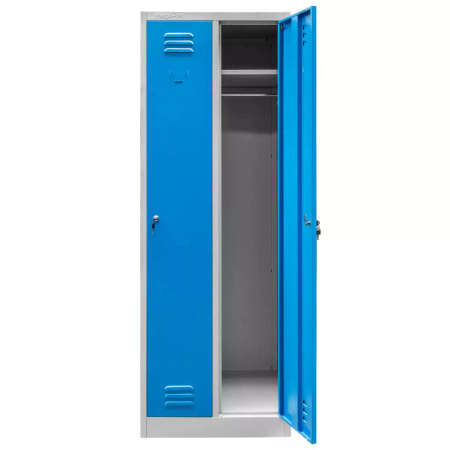Szafka BHP ubraniowa Mega-M pracownicza 2-drzwiowa S-60 cm szara/niebieski front