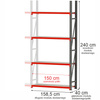 Regał metalowy magazynowy 4-półkowy Mega-M FORTIS H-240 cm L-158.5 cm G-40 cm moduł dostawny