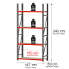 Regał metalowy magazynowy 4-półkowy Mega-M FORTIS H-240 cm L-167 cm G-60 cm moduł bazowy