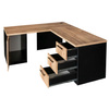 Biurko narożne przyścienne z szafką i szufladami Mega-M L-160cm G-60cm H-76cm dąb kraft/czarny