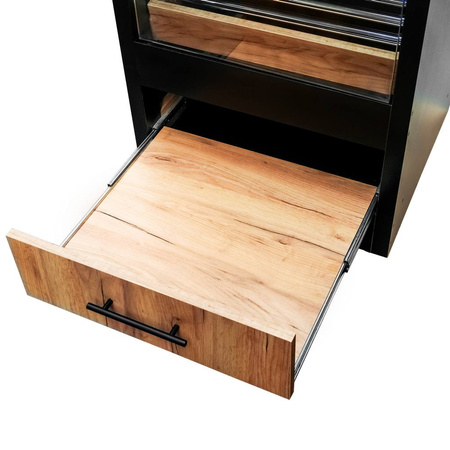 Regał na pieczywo Mega-M moduł z szybą LED H-205 cm L-60 cm G-58 cm czarny / dąb kraft N