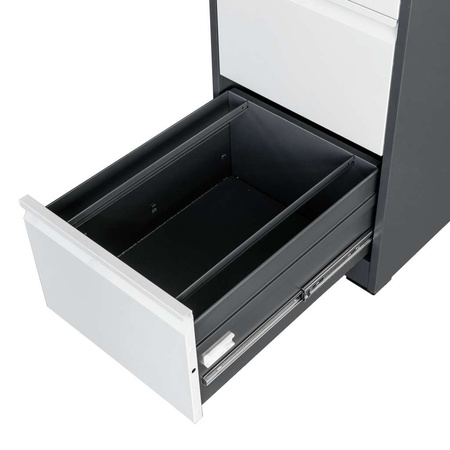 Szafka metalowa na dokumenty FURVERO W4S G/S kartotekowa 4 szuflady S-45 cm grafitowa szary front