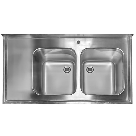 Zlew gastronomiczny spawany dwukomorowy z szafką Mega-M 140x60x85 cm stal nierdzewna