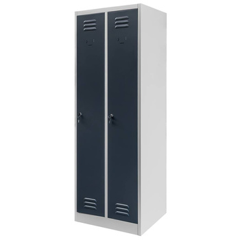 Szafka ubraniowa BHP Mega-M J-60 2 drzwiowa szara/ grafitowy front S-60 cm G-50 cm H-180 cm skręcana N
