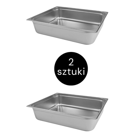 Pojemnik GN 2/1 ze stali nierdzewnej Mega-M 65x53x15 cm zestaw 2 szt.