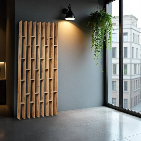 Lamel sufitowy/ścienny podwieszany modułowy Mega-M H-250 cm L-96 cm G-10 cm dąb kraft