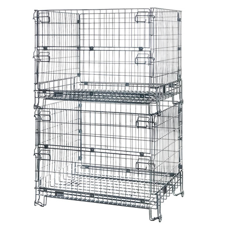 Pojemnik siatkowy Gitterbox S-125 cm G-104 cm H-98 cm oczko 5,5x11 cm składany z otwieranym bokiem ocynk N
