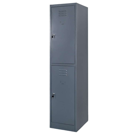Szafka ubraniowa skrytkowa BHP Mega-M J-40/2 2 drzwiowa grafitowa S-40 cm G-50 cm H-180 cm skręcana N