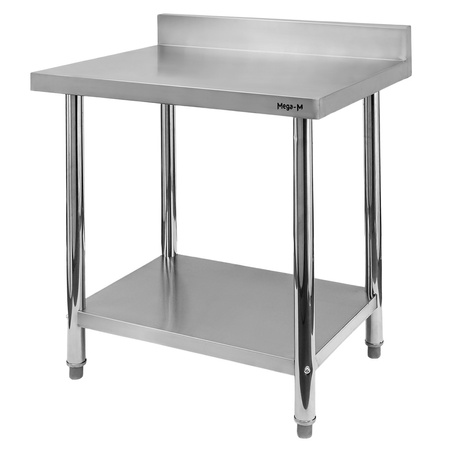 Stół ze stali nierdzewnej przyścienny z półką Mega-M STANDARD S-80 cm G-60 cm H-85 cm N