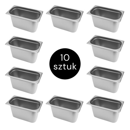 Pojemnik GN 1/3 ze stali nierdzewnej Mega-M 32,5×17,6x20cm zestaw 10 szt.
