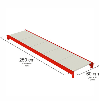 Półka do regału magazynowego Mega-M FORTIS 250x60 cm