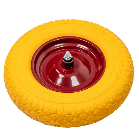 Koło do taczki pełne 4.00-8PU średnica 39 cm z ośką 15cm poliuretan