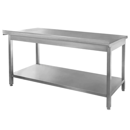Stół gastronomiczny ze stali nierdzewnej spawany przyścienny z półką Mega-M 150x70x85 cm