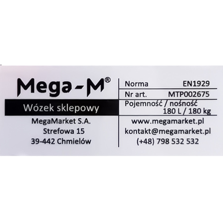 Wózek sklepowy Mega-M Y 180l S-57 cm (10 szt.) N