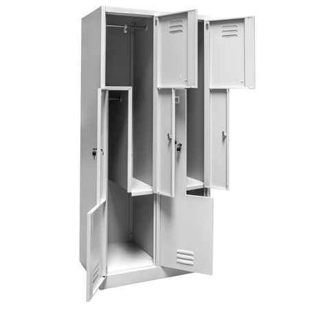 Szafka ubraniowa BHP Mega-M J-80/L 4 drzwiowa typ L szara S-80 cm G-50 cm H-180 cm skręcana N