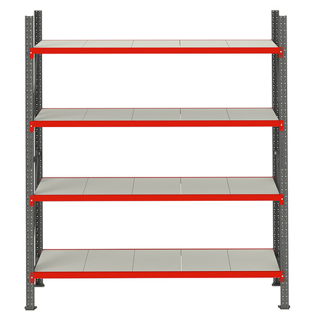 Regał metalowy magazynowy 4-półkowy Mega-M FORTIS H-240 cm L-267 cm G-60 cm moduł bazowy