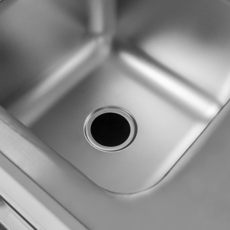 Zlew gastronomiczny spawany z komorą po lewej stronie i szafką Mega-M 140x70x85 cm stal nierdzewna