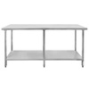 Stół gastronomiczny ze stali nierdzewnej centralny z półką i 6 nogami Mega-M 180x80x85 cm