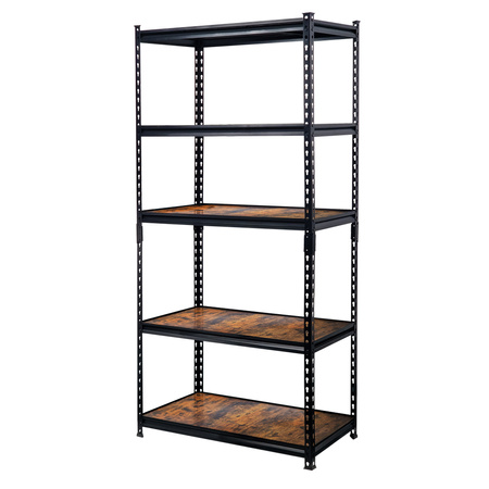 Regał magazynowy Mega-M PRO LOFT H-180 cm L-90 cm G-40 cm 5 półek z MDF 6.2 mm okleina drewno 275 kg czarny