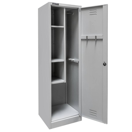 Szafa gospodarcza socjalna Mega-M 1-drzwiowa z półkami S-50 cm szara