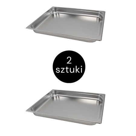 Pojemnik GN 2/1 ze stali nierdzewnej Mega-M 65x53x6,5 cm zestaw 2 szt.