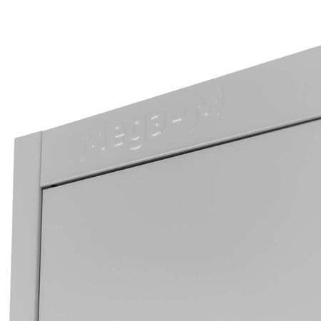 Szafa biurowa metalowa na akta Mega-M pełne drzwi S-45 cm G-40 cm H-185 cm szara