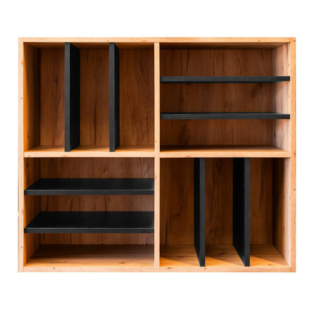 Moduł regału ozdobnego na wino/alkohole mocne Mega-M H-86 cm L-100 cm G-40 cm dąb artisan/czarny