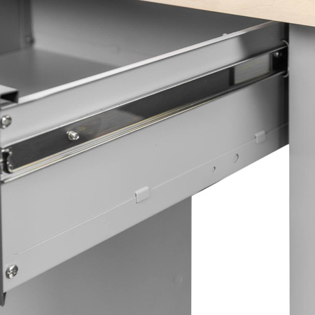 Stół warsztatowy z 6 szufladami 1 szafką zamykaną Mega-M HANDYMAN S-160 cm G-60 cm H-85 cm grafit
