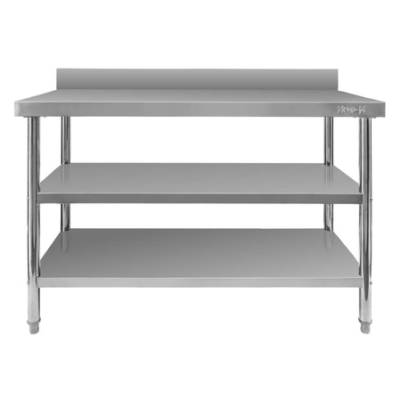 Stół ze stali nierdzewnej przyścienny z 2-ma półkami Mega-M X STANDARD S-120cm G-60 cm H-85 cm N