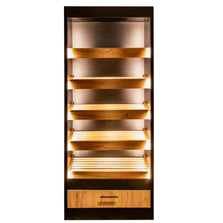 Regał na pieczywo Mega-M moduł otwarty H-205 cm L-60 cm G-58 cm czarny / dąb kraft N
