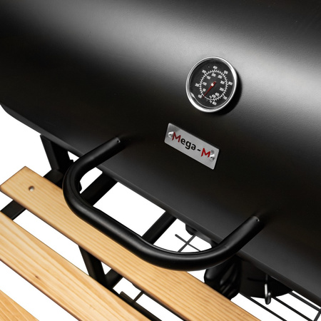 Grill ogrodowy węglowy beczka Mega-M 2 x stolik boczny