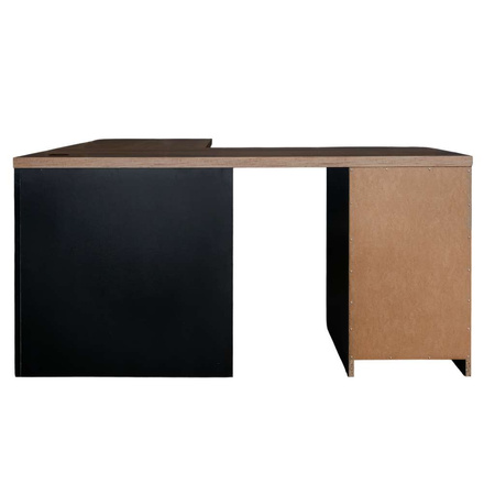 Biurko narożne przyścienne z szafką i szufladami Mega-M L-160 cm G-60 cm H-76 cm dąb kraft/czarny