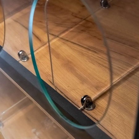 Regał na pieczywo dzielony przeszklony Mega-M H-204cm L-136cm G-62cm dąb kraft/czarny