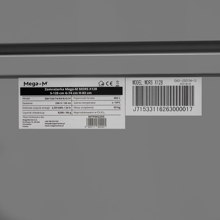 Zamrażarka Mega-M MORS X128 S-128 cm G-74 cm H-83 cm N