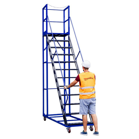 Drabina magazynowa przejezdna pomost magazynowy Mega-M STANDARD H-200 cm 8 stopni