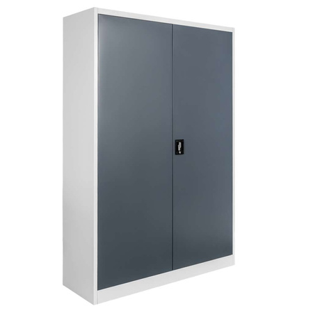 Szafa biurowa metalowa na dokumenty Mega-M pełne drzwi S-120 cm G-40 cm H-185 cm szara grafitowy front