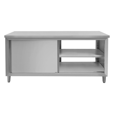 Stół gastronomiczny ze stali nierdzewnej centralny przelotowy z szafką Mega-M 180x70x85 cm