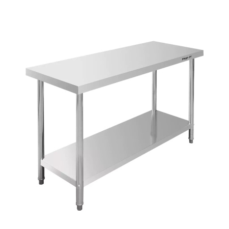 Stół ze stali nierdzewnej centralny z półką Mega-M STANDARD S-120 cm G-60 cm H-85 cm N