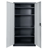Szafa biurowa metalowa na dokumenty FURVERO W-101 G/S pełne drzwi S-90 cm G-40 cm H-185 cm grafitowa szary front
