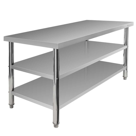 Stół ze stali nierdzewnej centralny z 2-półkami Mega-M X STANDARD S-160 cm G-60 cm H-85 cm N