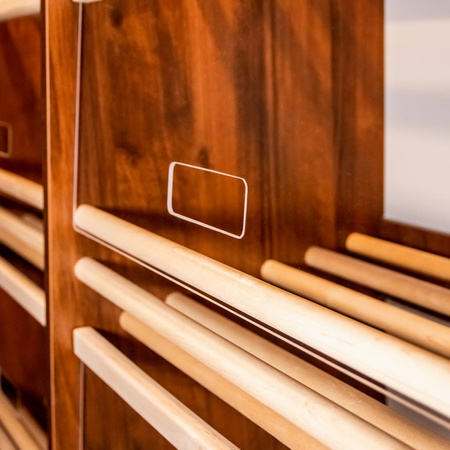 Regał na pieczywo H-200 cm L-100 cm G-50 cm plexi oświetlenie LED orzech ecco