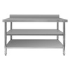 Stół ze stali nierdzewnej przyścienny z 2-ma półkami Mega-M X STANDARD S-140cm G-70 cm H-85 cm N