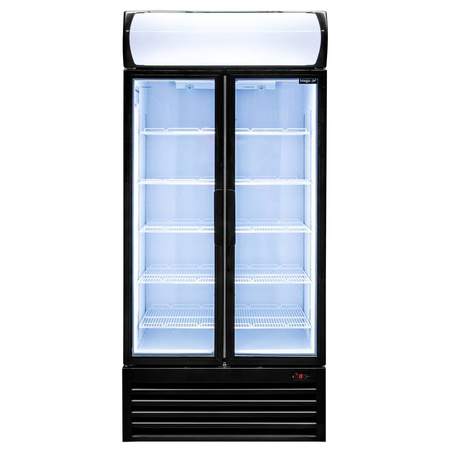 Witryna chłodnicza 2-drzwiowa 568L Mega-M RICO i88 oświetlenie LED podświetlany górny plafon reklamowy