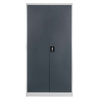 Szafa biurowa metalowa na dokumenty Mega-M pełne drzwi S-90 cm G-40 cm H-185 cm szara grafitowy front