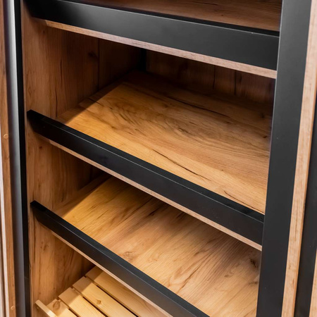 Regał na pieczywo otwarty Mega-M H-204 cm L-110 cm G-62 cm dąb kraft/czarny