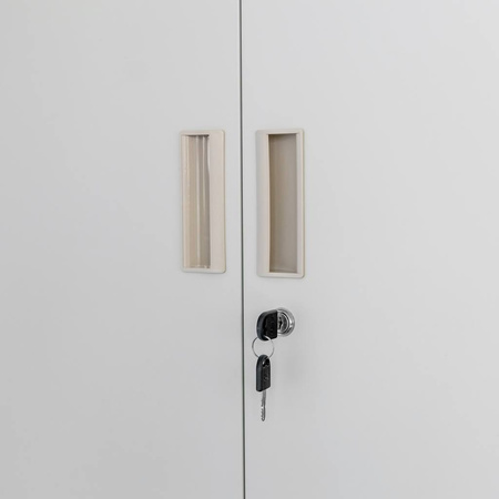 Szafa biurowa metalowa na akta Mega-M WENUS pełne drzwi sejf S- 90 cm G- 40 cm H-185 cm szara